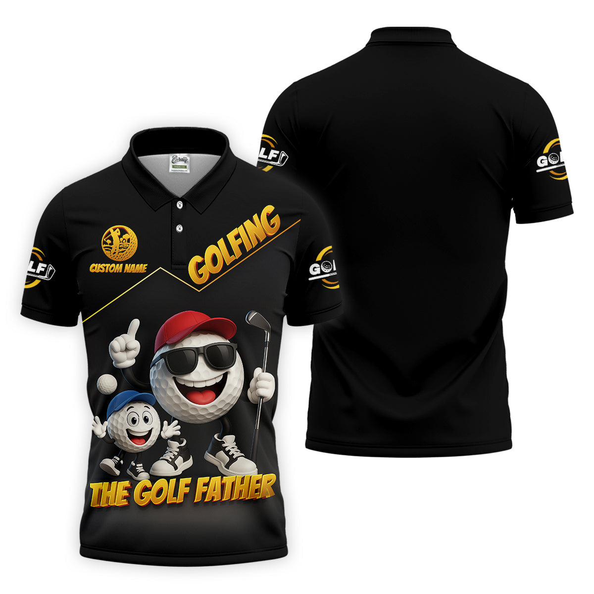 The Golf Father Custom Men's Golf Polo ShirtDad Golf Gift, Christmas Golf Gift