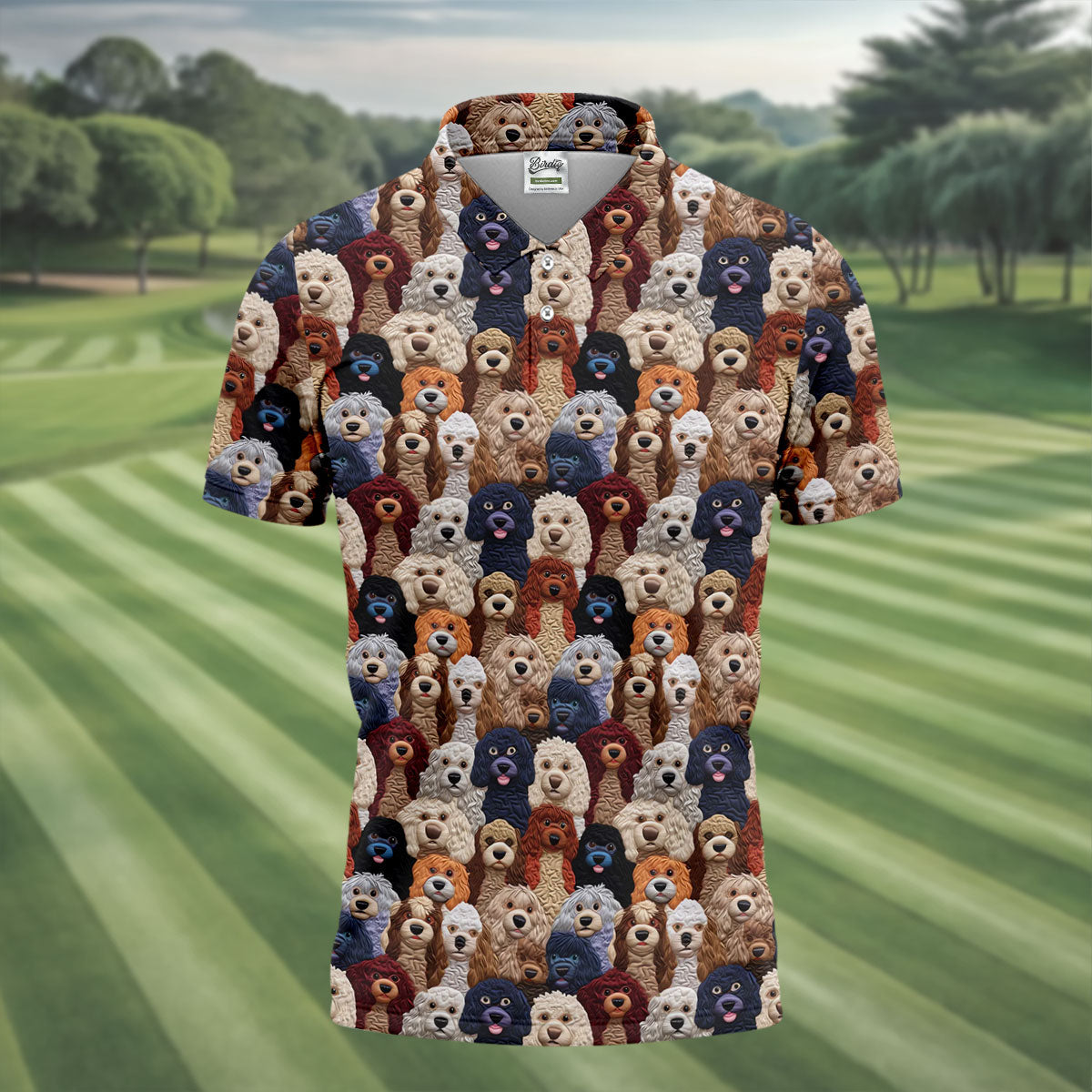 Cartoon Poodle Dog Men's Golf Polo Shirts, Gifts For Dog Lovers, Polo Shirts For Men