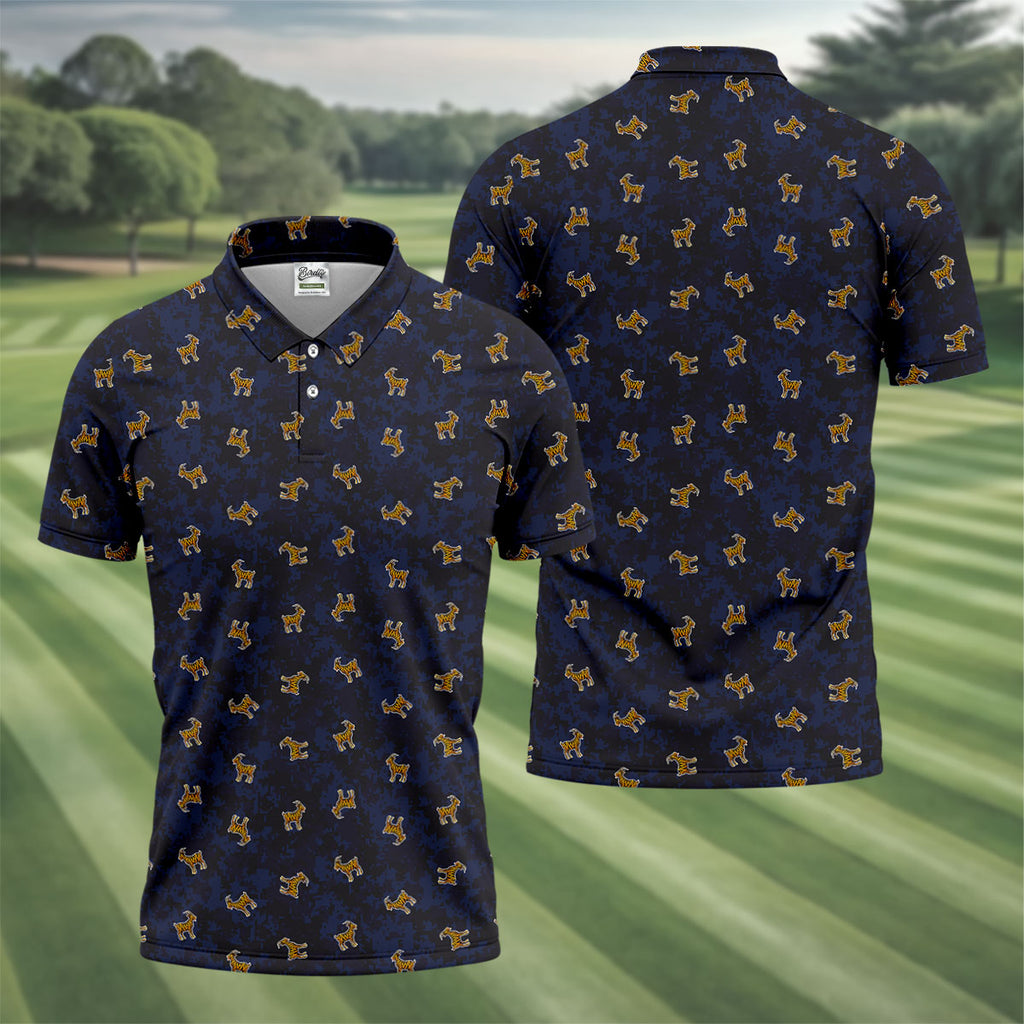 Tiger Goat Digital Camouflage Funny Golf Shirt, Polo Shirts For Men, Golf Shirts For Men