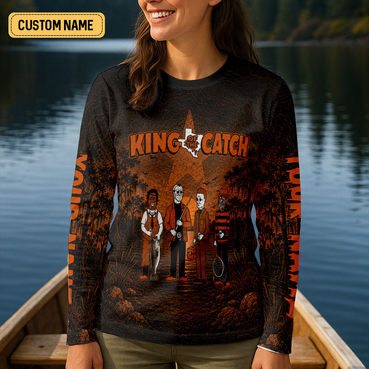 King Of The Catch Horror Character UPF Shirt, Womens Fishing Shirt, Halloween Fishing Shirt
