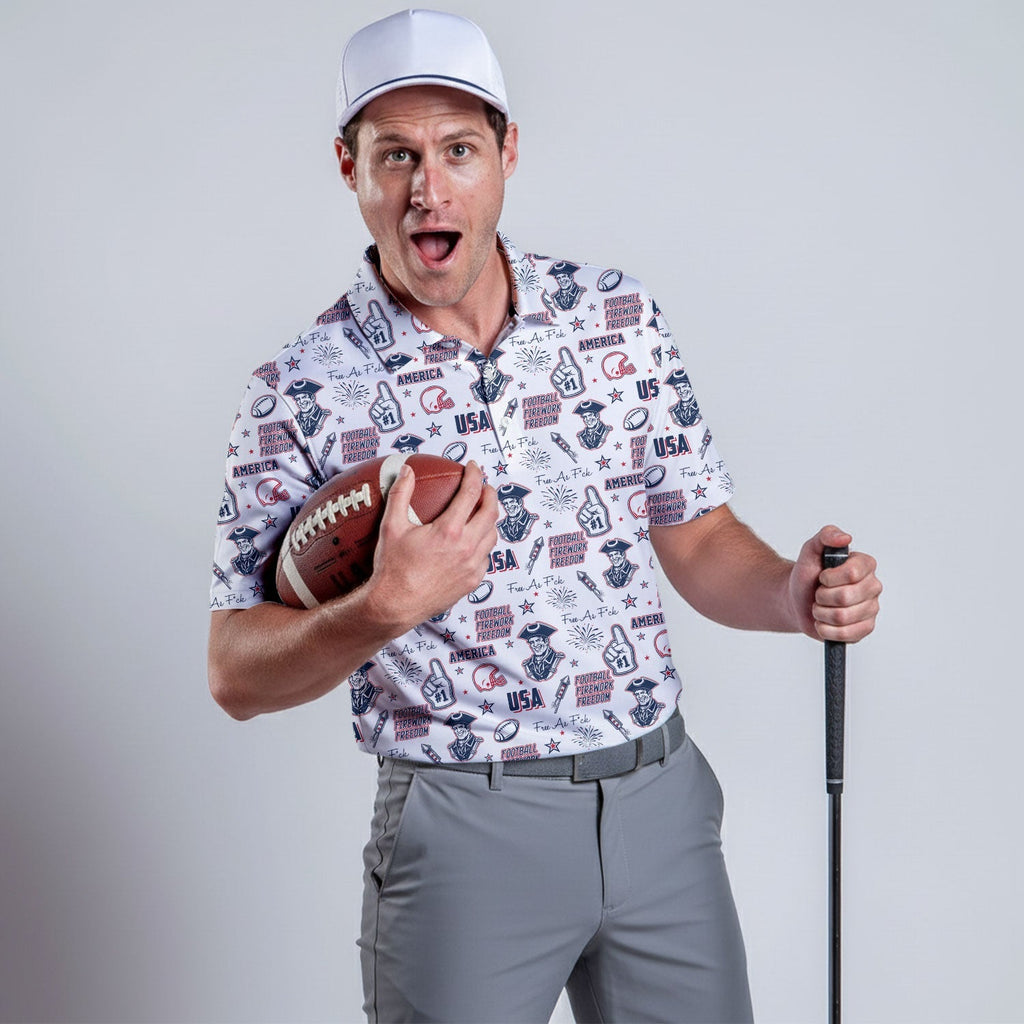 Revolutionary War Soldier Red White Blue Sport Polo, American Football League Gift Ideas For Football Fans