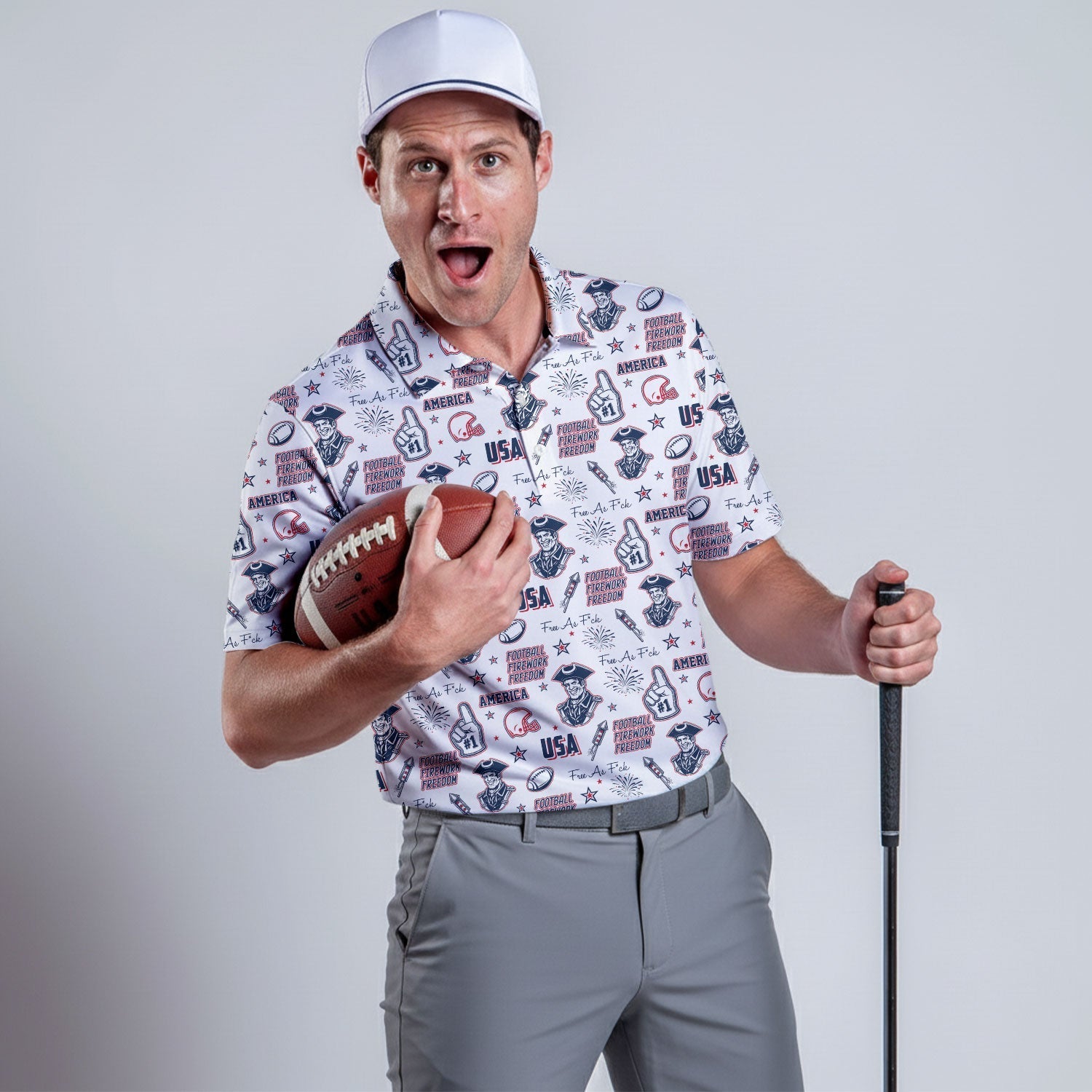 Revolutionary War Soldier Red White Blue Sport Polo, American Football League Gift Ideas For Football Fans