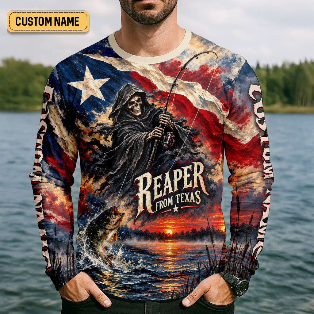 Reaper From Texas Bass Fishing UPF Shirt, Fishing Jersey, Fishing Apparel For Men