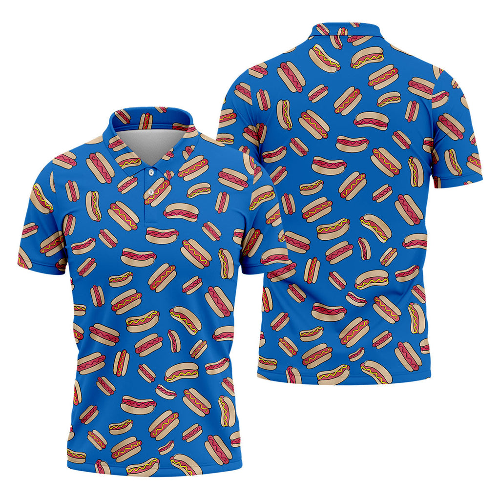 Men's Golf Polo ShirtHotdog Funny Golf Shirt, Dad Golf Gift