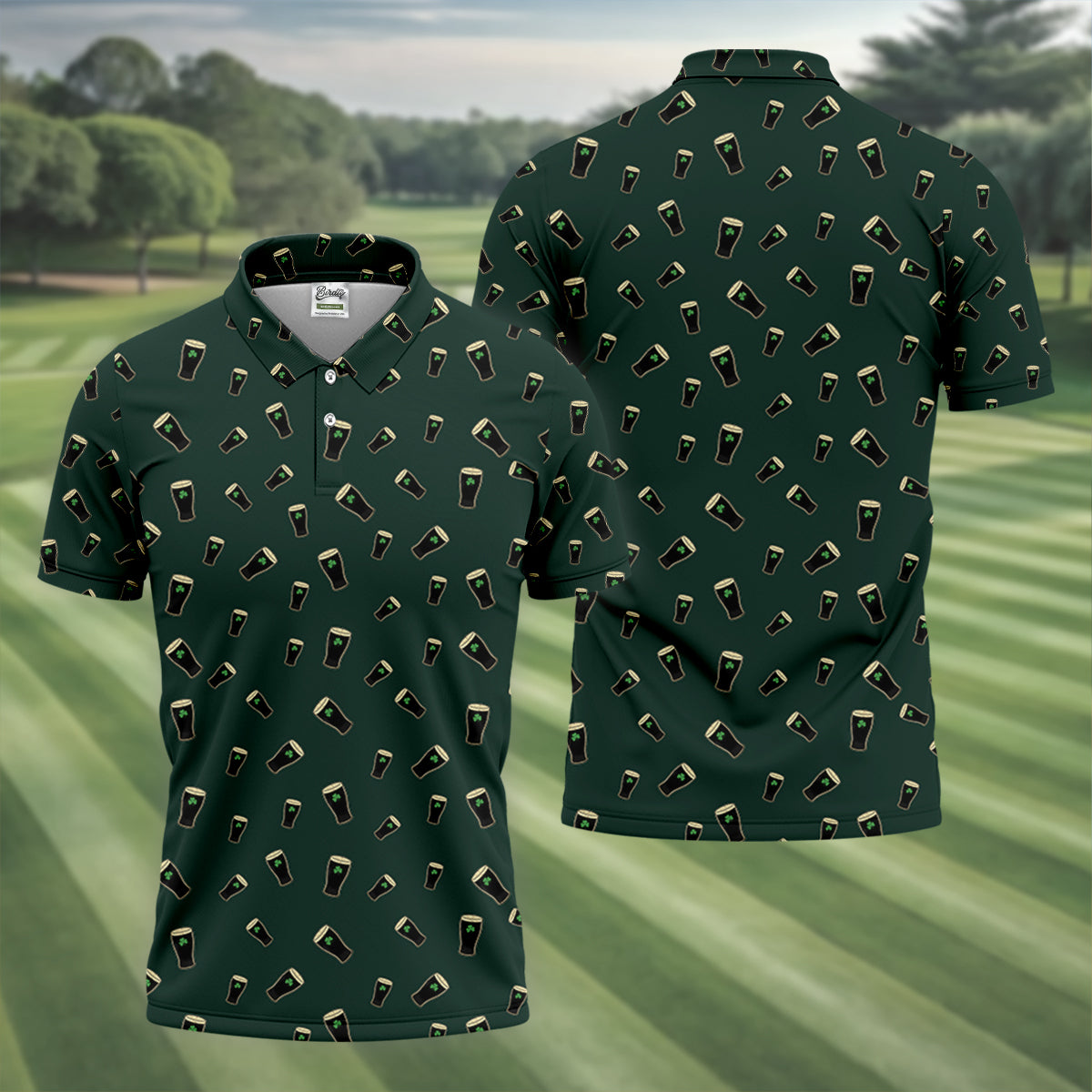 Dark Stout Beer St Patrick's Day Green Shamrock Golf Shirt, Polo ShirtFor Men, Golf Shirts For Men