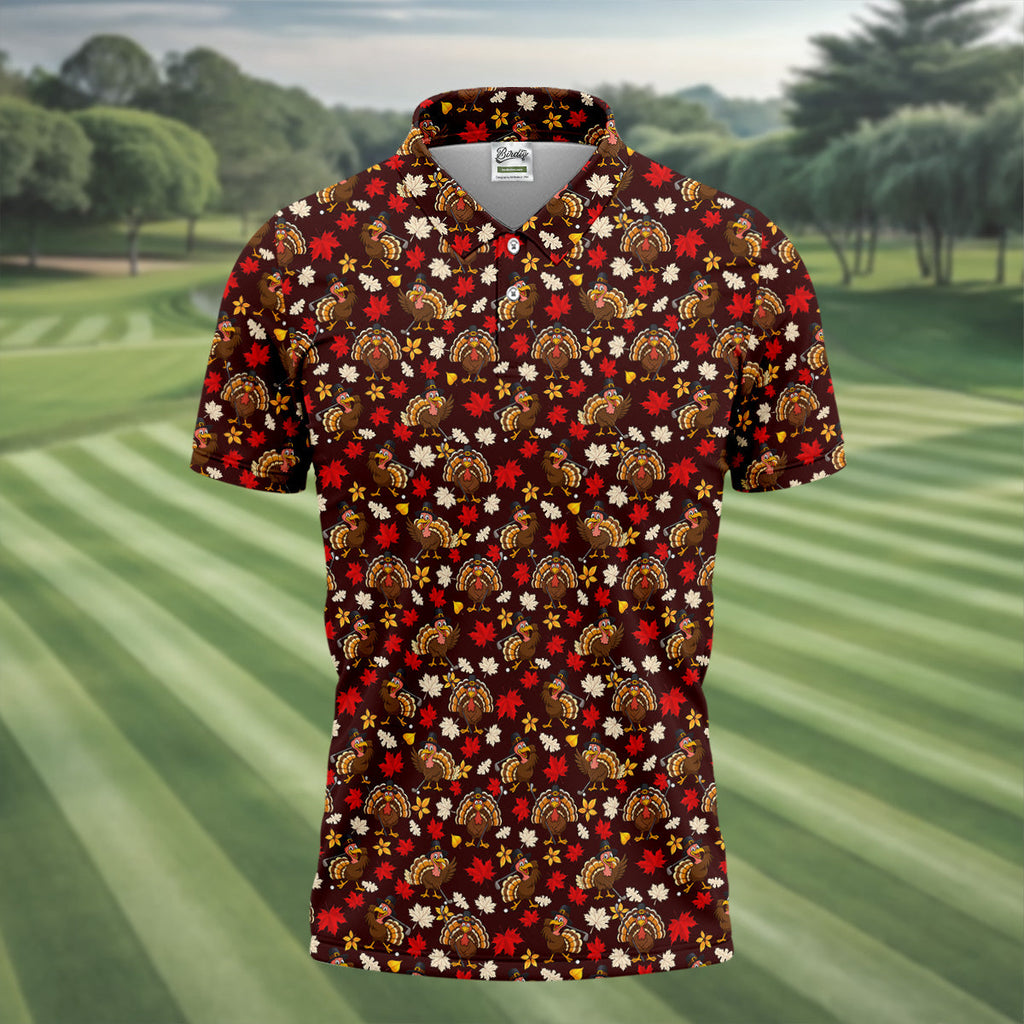 Funny Thanksgiving Turkey Golf Pose Golf Tops For Men, Polo Shirts For Men, Golf Gift For Men