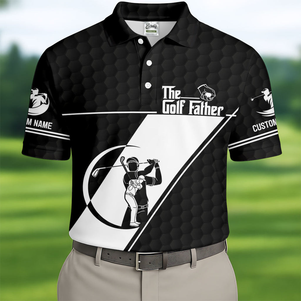 The Golf Father Golf Ball Pattern Father's Day Golf Shirt, Golf Gift For Dad, Polo ShirtFor Men