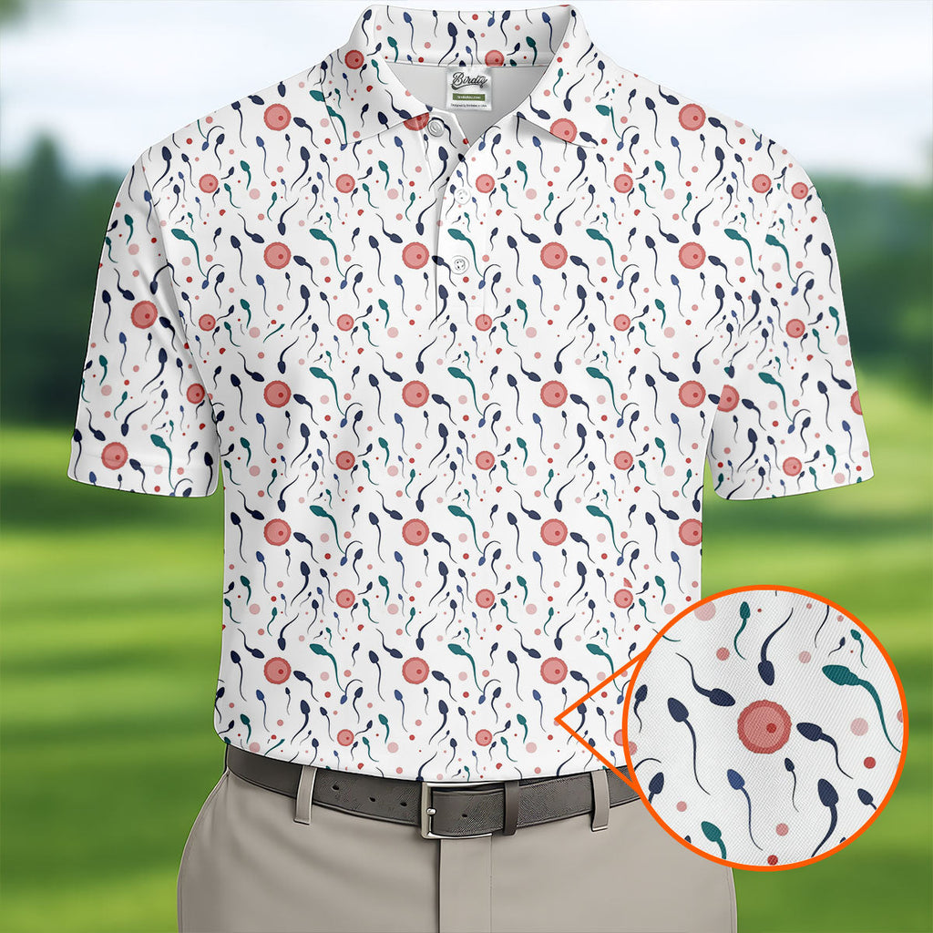 Funny Crazy Egg Fertilization White Golf Shirt, Golf Gifts For Valentine's Day, Polo Shirts For Men