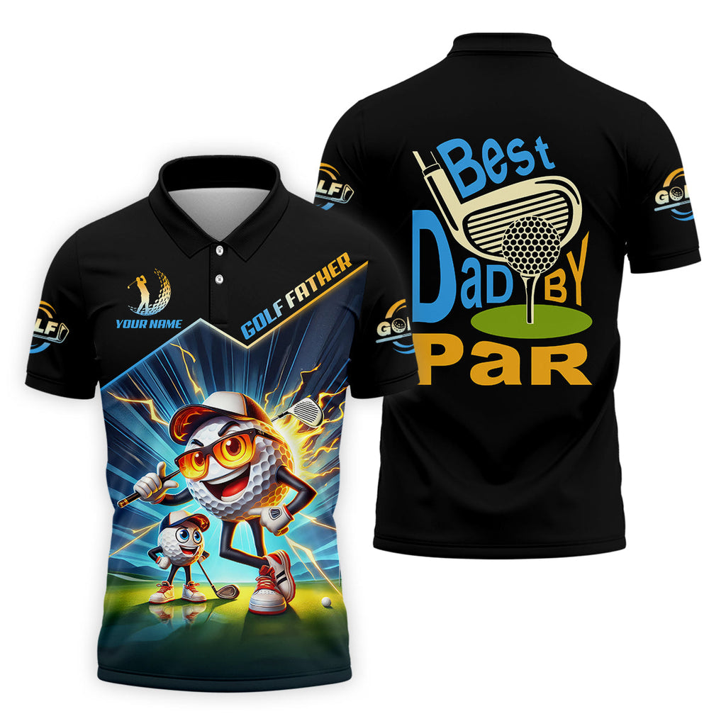 Best Dad By Par Golf Father Custom Men's Golf Polo Shirt, Funny Golf Shirt, Christmas Golf Gift