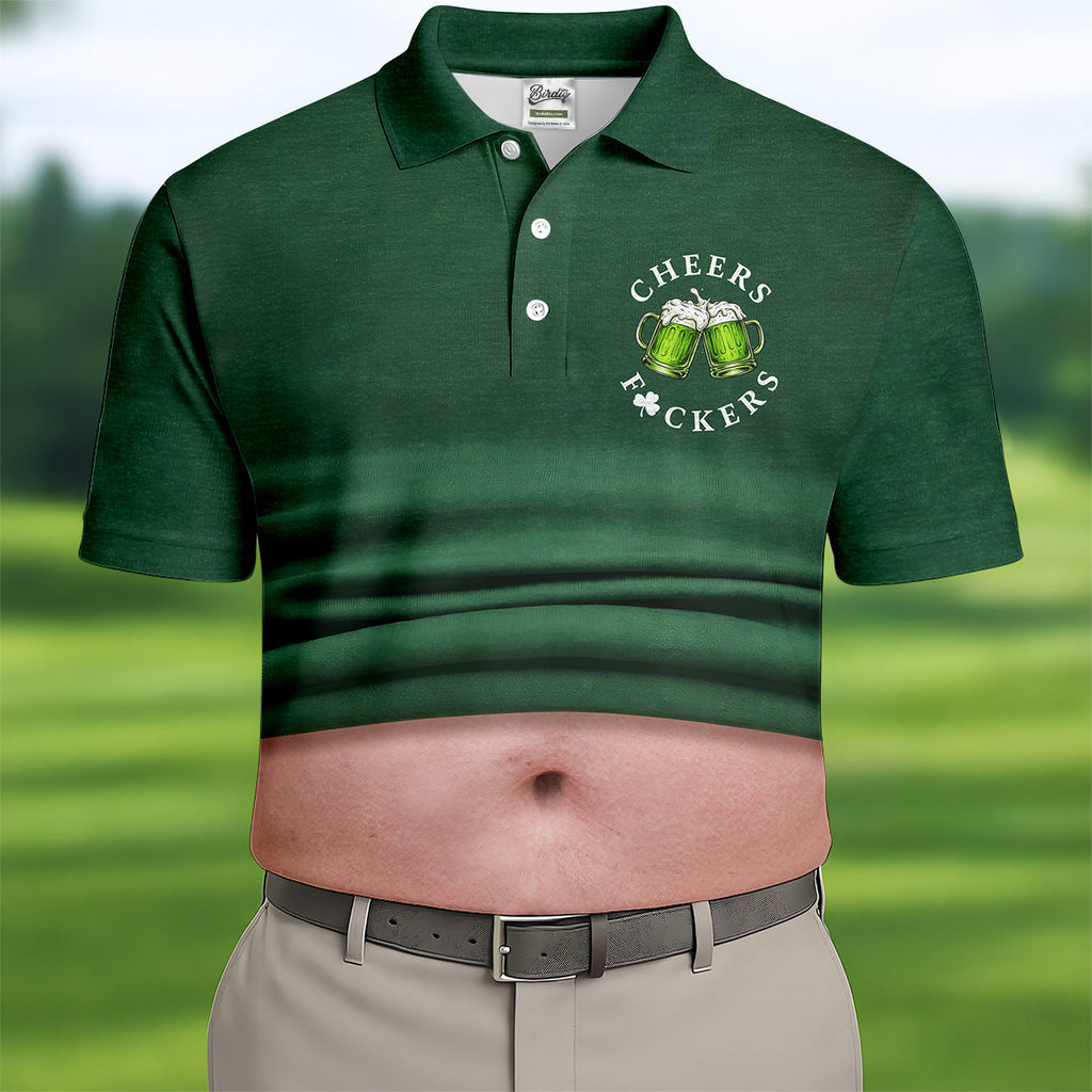 St Patrick's Day Cheers Men's Funny Golf Shirts, Polo Shirts For Men, Golf Shirts For Men
