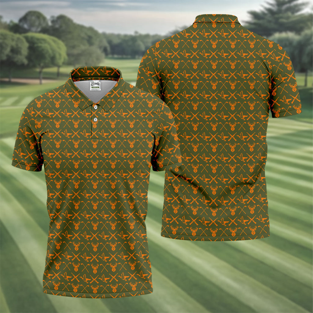 Duck And Deer Hunting Themed Golf Tops For Men, Golf Shirts For Men, Golf Gift For Dad