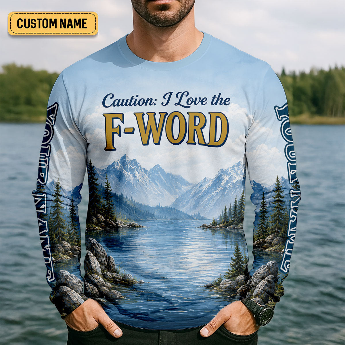 Caution I Love The F-Word Fly Fishing UPF Shirt, Mens Fishing Shirt, Fly Fishing Shirt