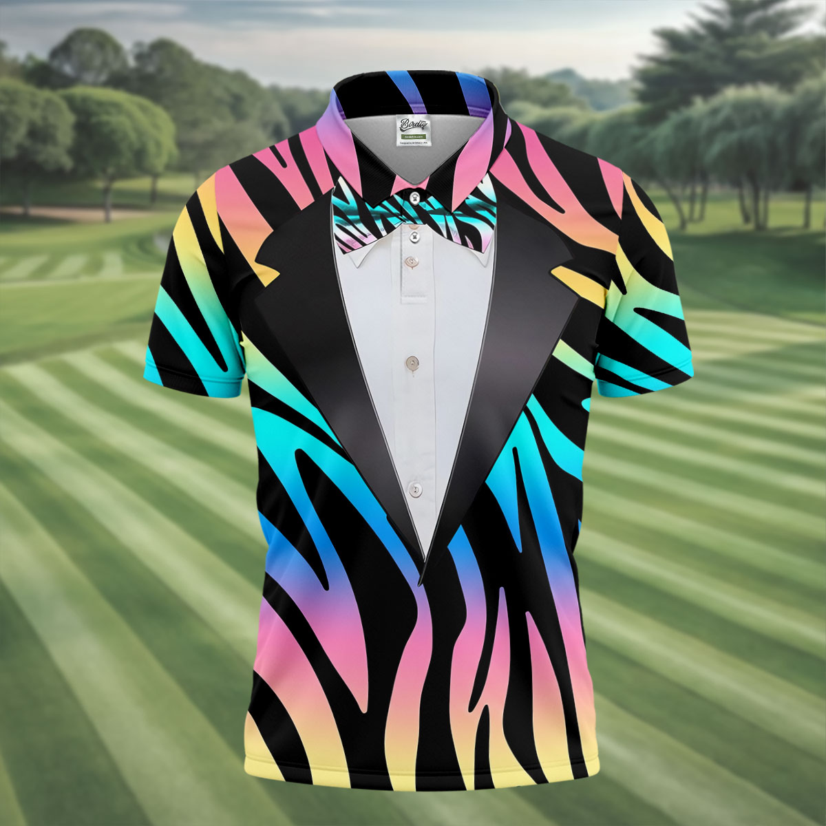 Colorful Zebra Funny Costume Hawaiian Golf Shirt, Polo Shirts For Men, Golf Shirts For Men