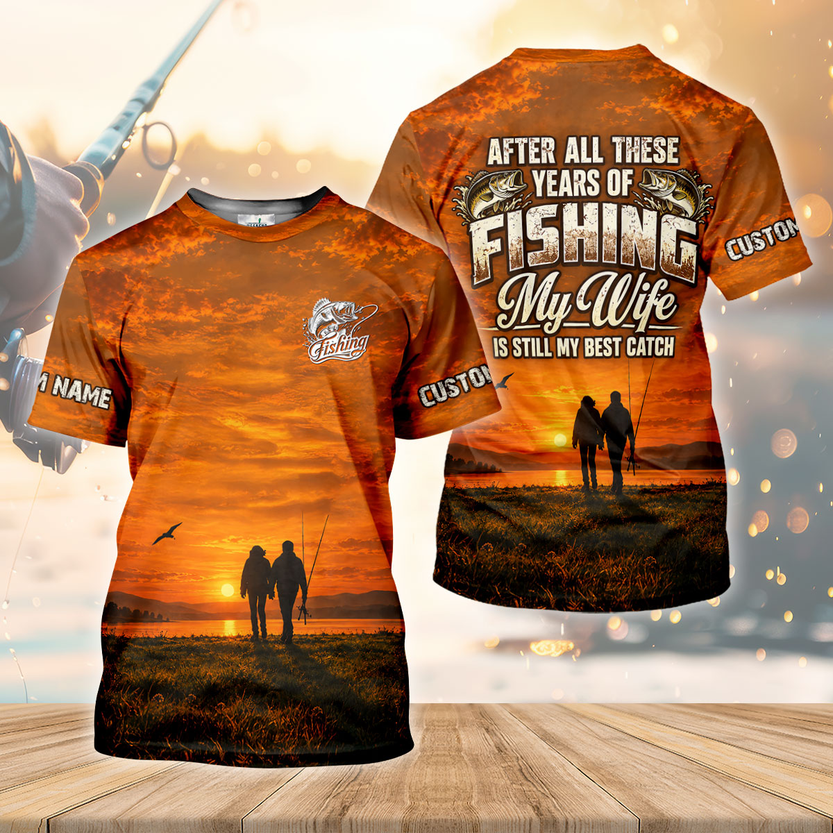 My Wife Is Still My Best Catch Sunset Fishing UPF Shirt, Womens Fishing Shirt, Bass Fishing Shirt