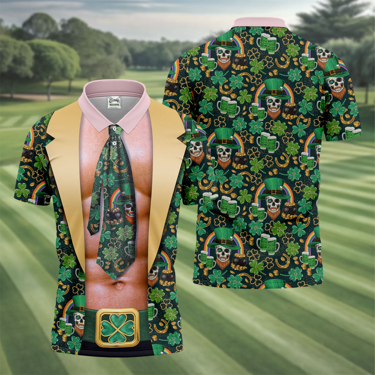 Funny Costume Shamrock St Patrick's Day Golf Shirt, Performance Golf Shirt, Polo Shirts For Men
