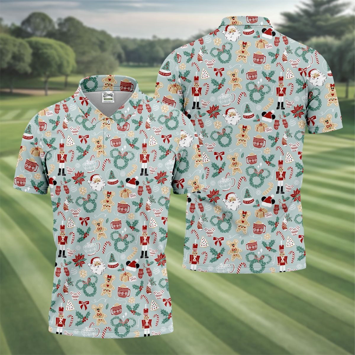 Cute Cartoon Christmas Sweets Golf Tops For Men, Christmas Golf Shirt, Polo Shirts For Men, Golf Gift For Men