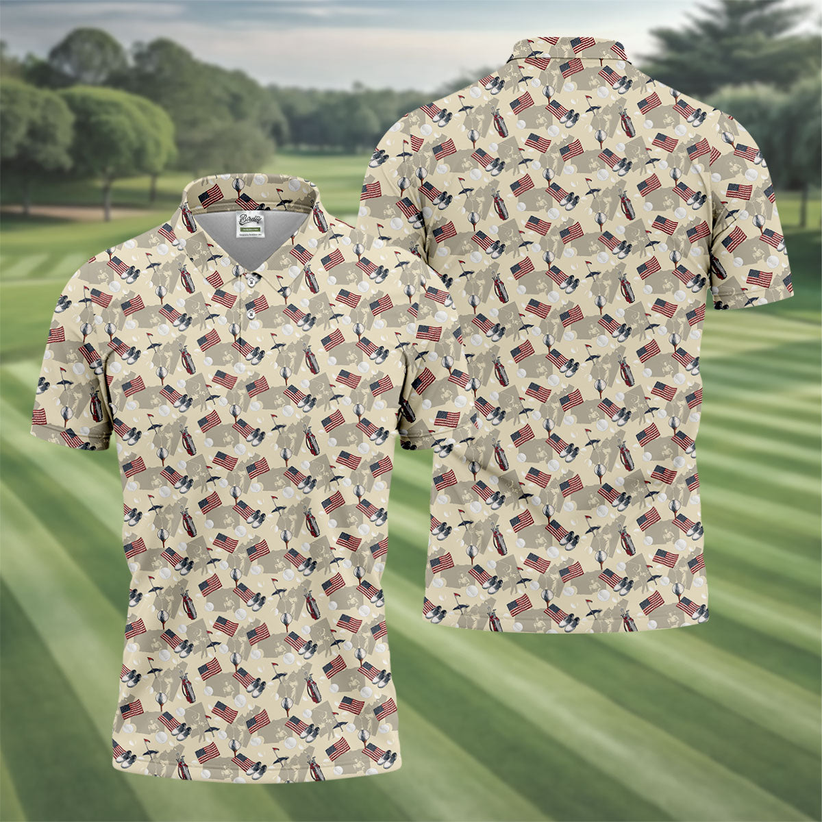 American Flag Pattern 250 Celebration Vintage Golf Shirt, Patriotic 4th Of July Golf Shirts For Men