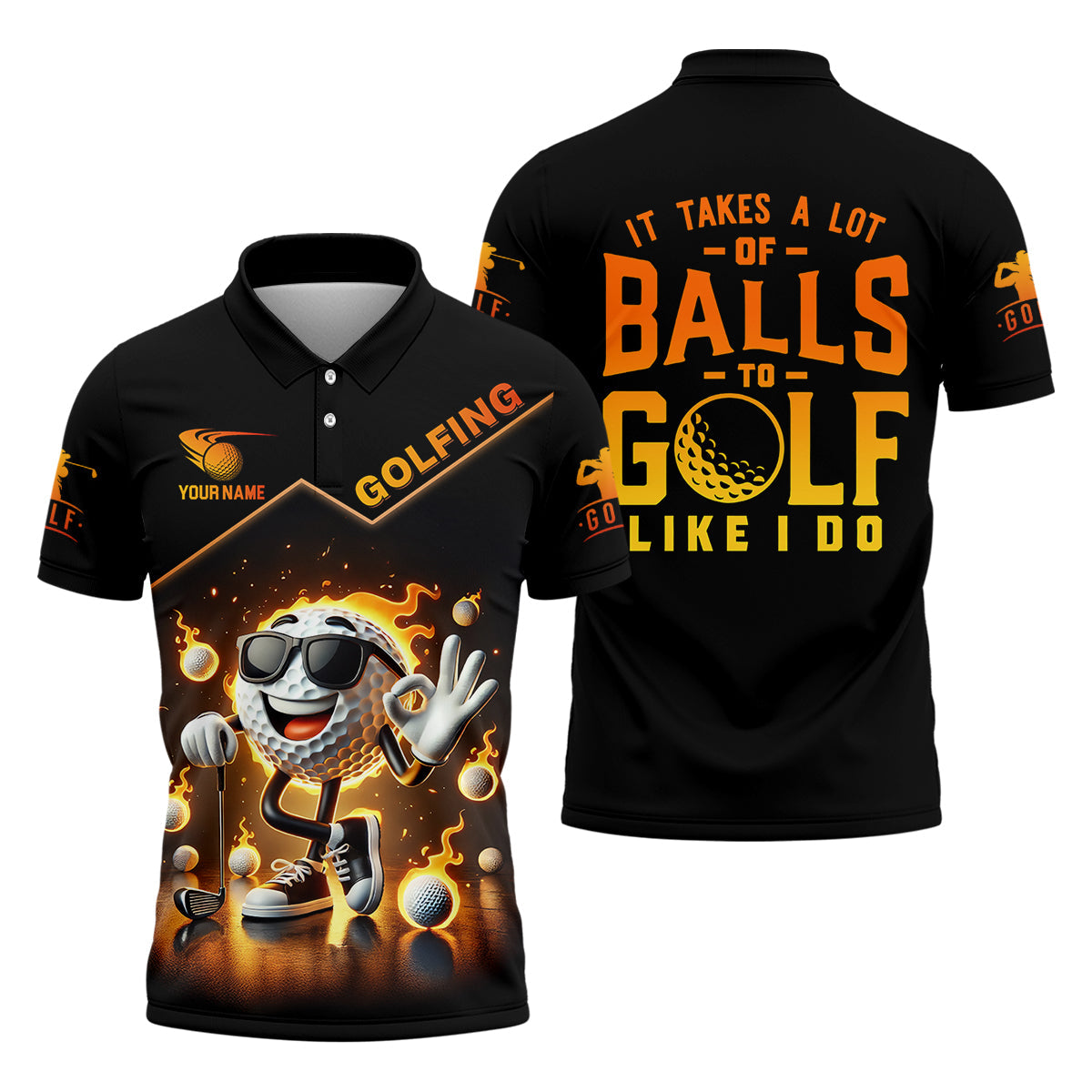 It Takes a Lot of Balls to Golf the Way I Do Custom Men's Golf Polo ShirtFunny Golf Shirt, Dad Golf Gift