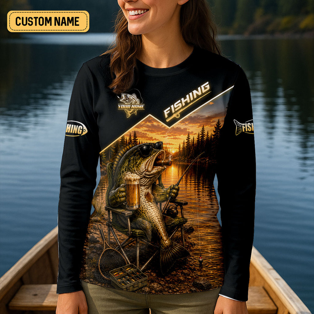 Bass Fishing Beer That's Why I'm Here Funny UPF Shirt, Womens Fishing Shirt, Fishing Shirt