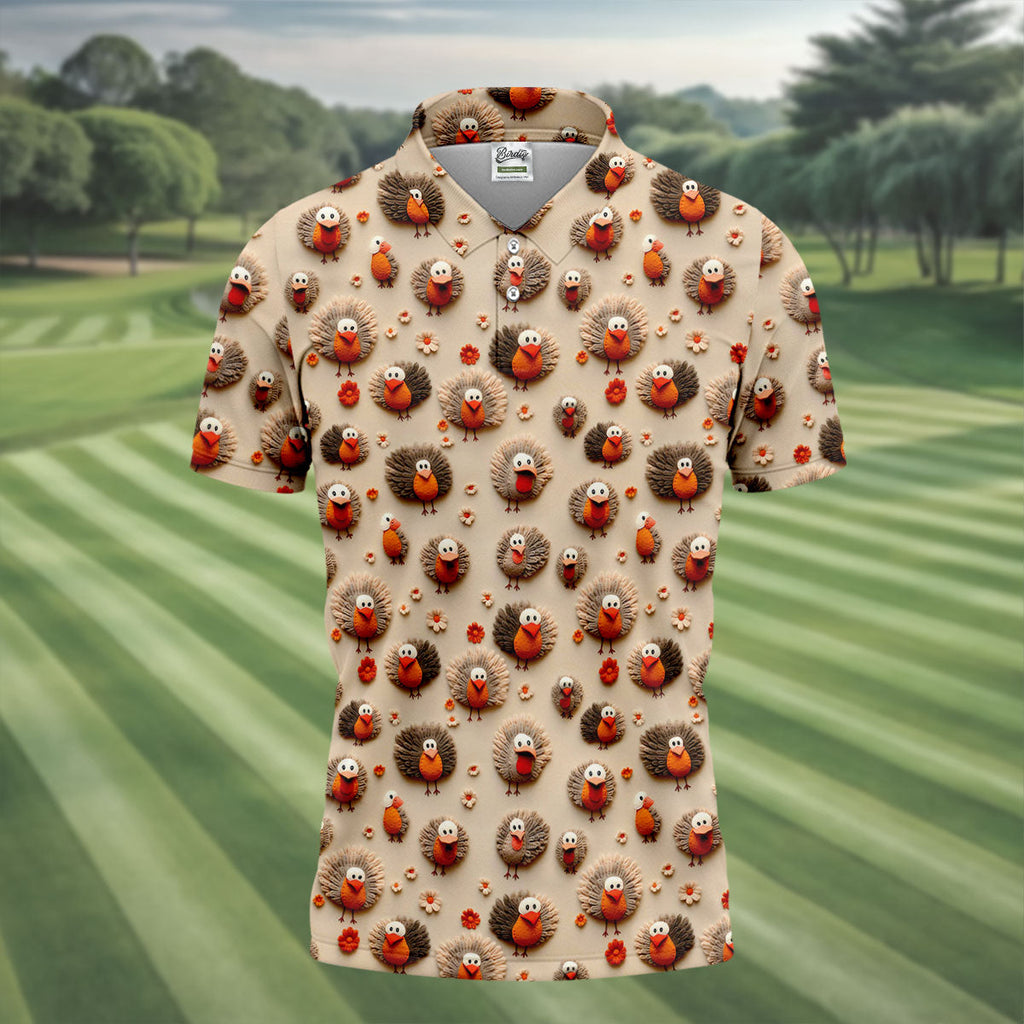 Little Turkey Thanksgiving Golf Tops For Men, Fun Golf Shirts For Men, Polo Shirts For Men, Golf Gift For Men