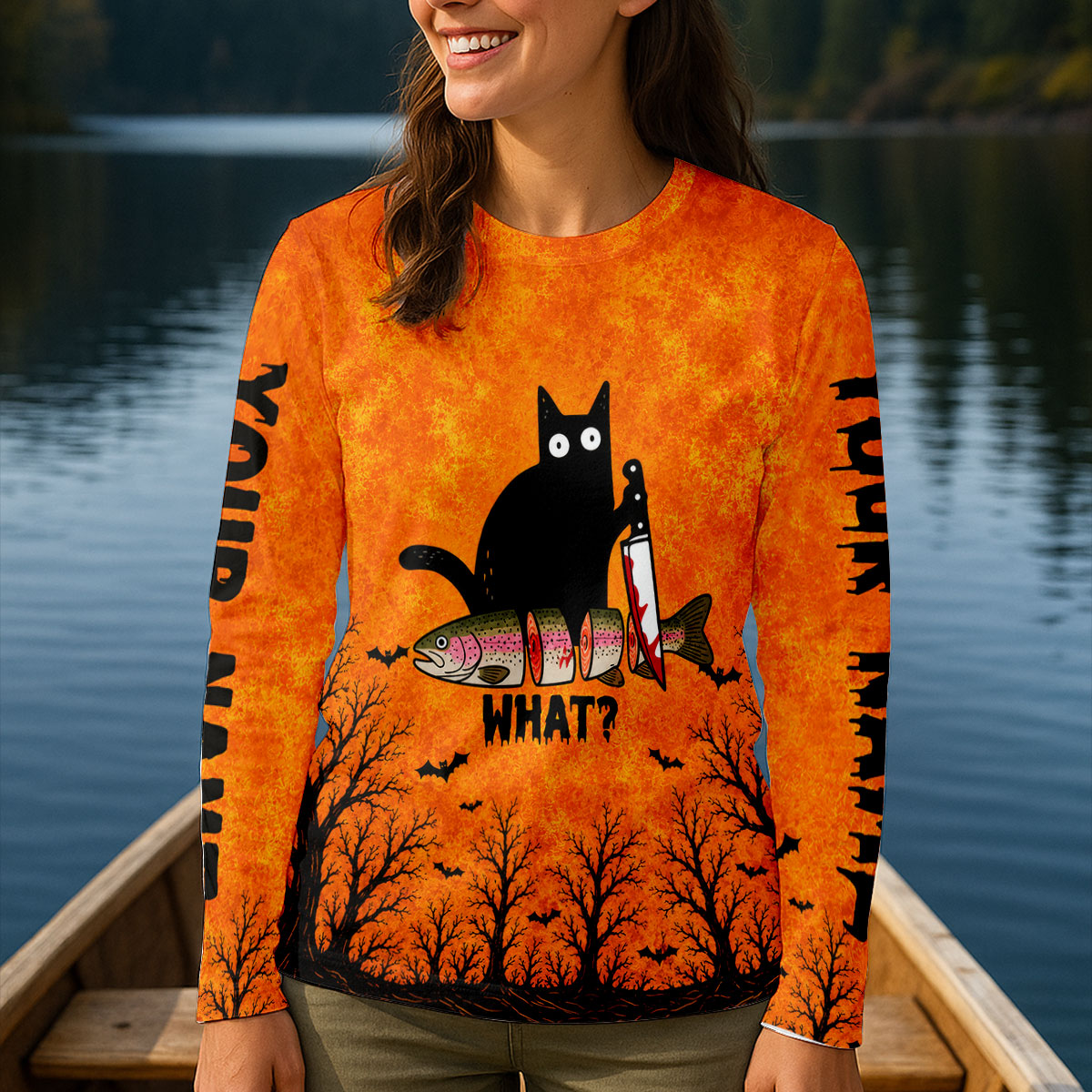 Funny Halloween Rainbow Trout Fishing UPF Shirt, Womens Fishing Shirts, Fishing Clothes