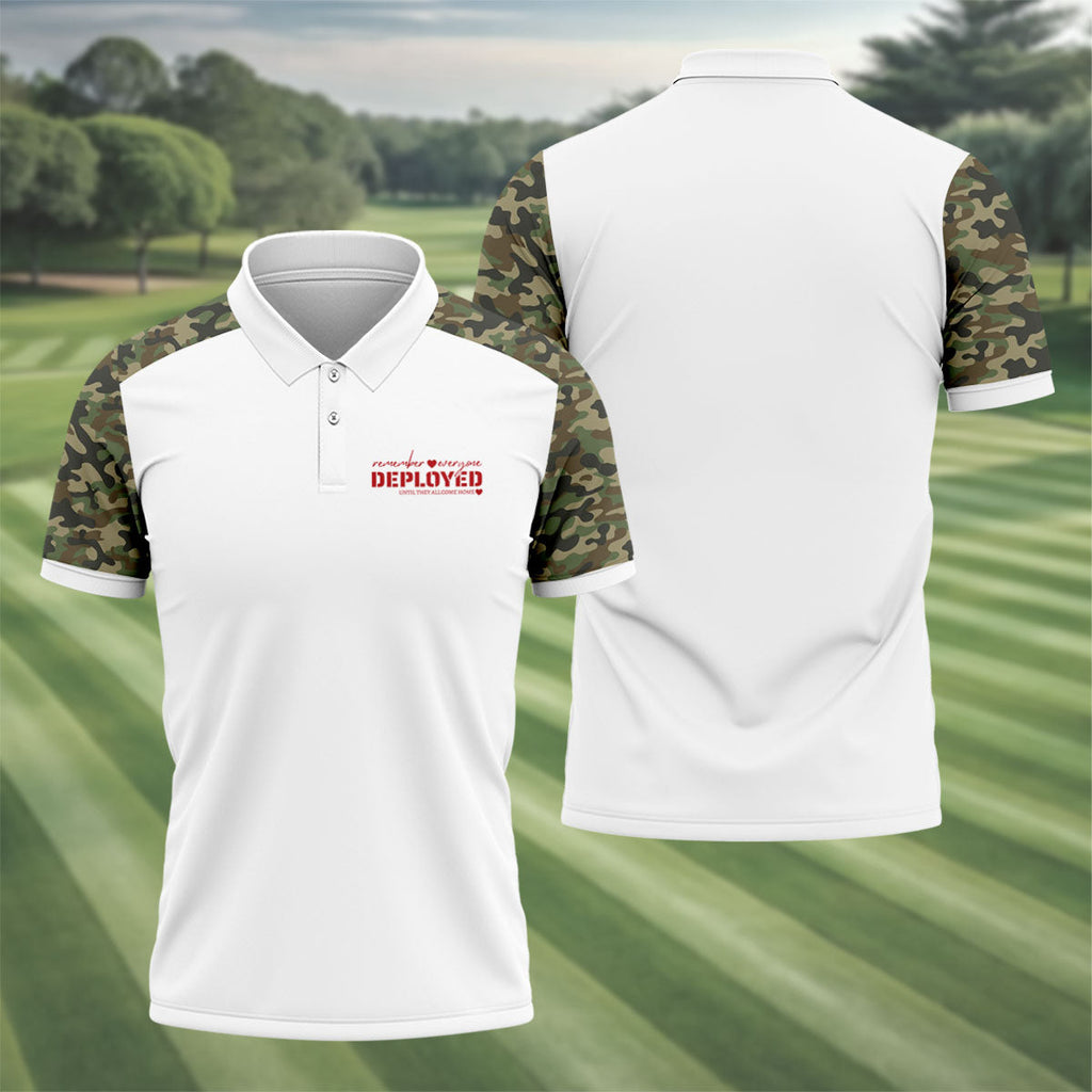 Remember Everyone Deployed Camo White Patriotic 4th Of July Golf Shirt, 250th Anniversary Golf Shirts For Men