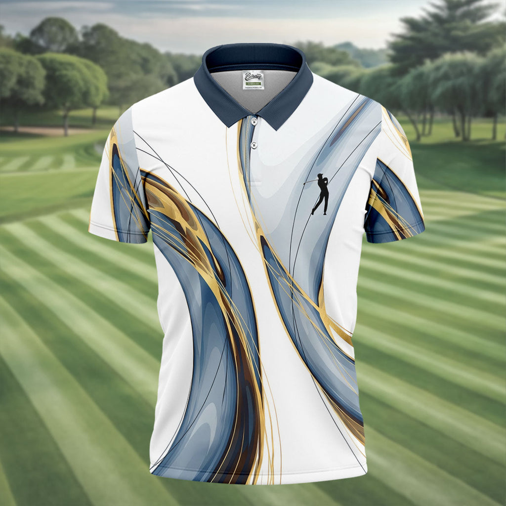 Abstract Line Art Retro Golf Shirt, Golf Shirts For Men, Polo Shirts For Men, Golf Gift For Men