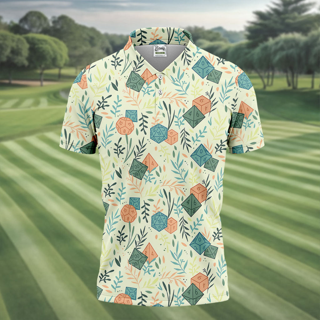 Polyhedral Dice Dragon Game Tropical Vibe Golf Tops For Men, Polo Shirts For Men, Golf Shirts For Men