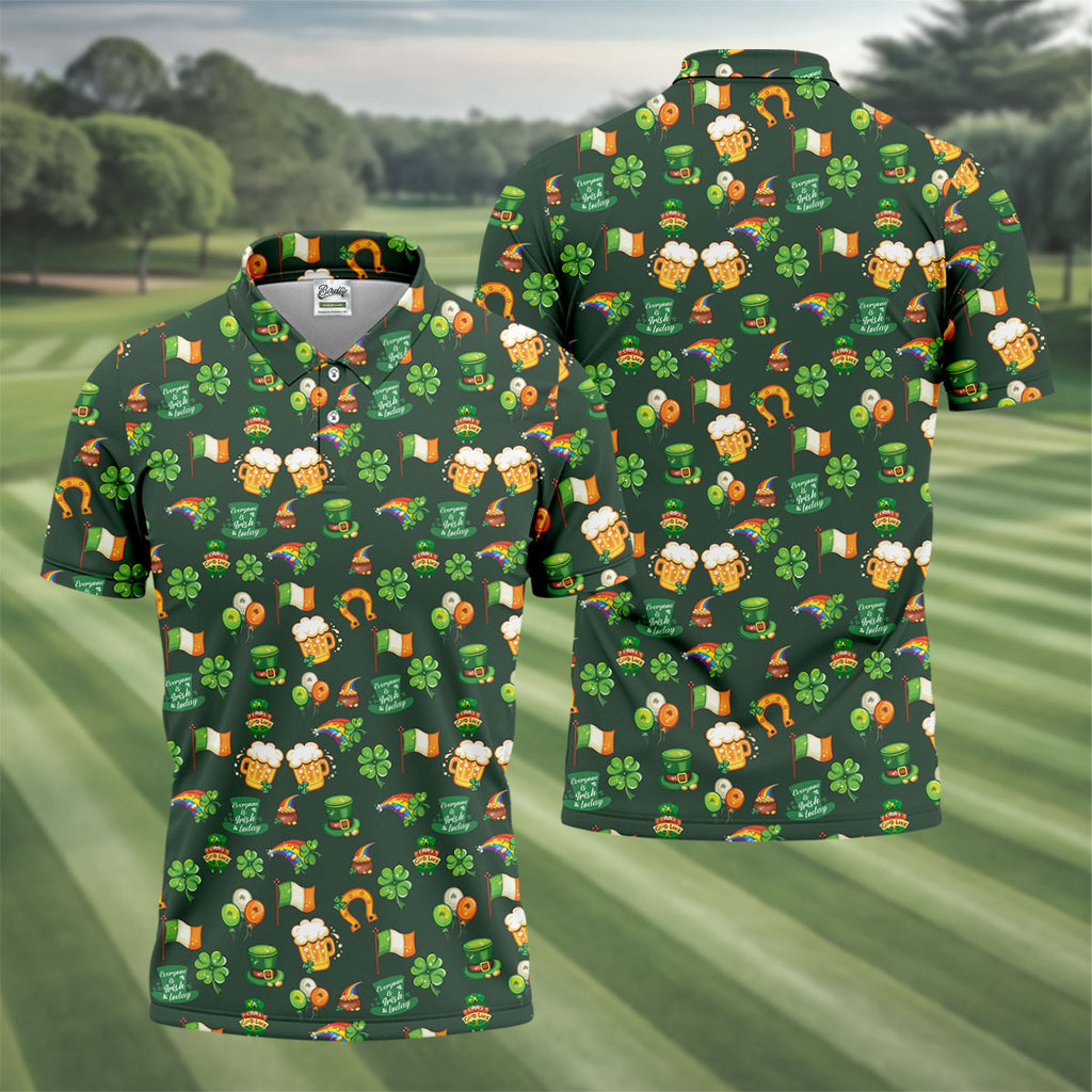 Everyone Is Irish Today Shamrock St Patrick's Day Dark Green Golf Shirt, Polo Shirts For Men, Golf Shirts For Men