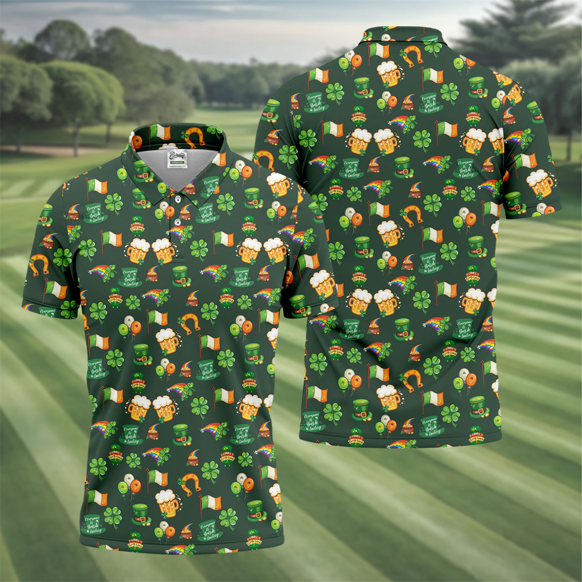 Everyone Is Irish Today Shamrock St Patrick's Day Dark Green Golf Shirt, Polo Shirts For Men, Golf Shirts For Men