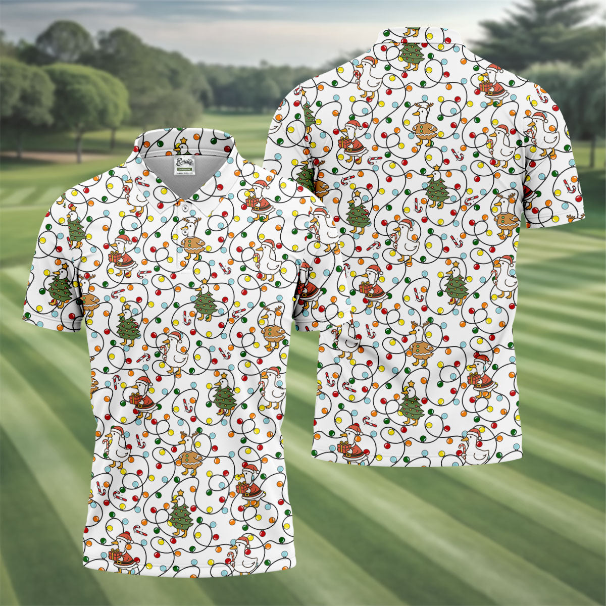 Funny Duck Merry Xmas White Golf Shirts, Gifts For Golf Lovers, Polo Shirts For Men, Golfing Apparel