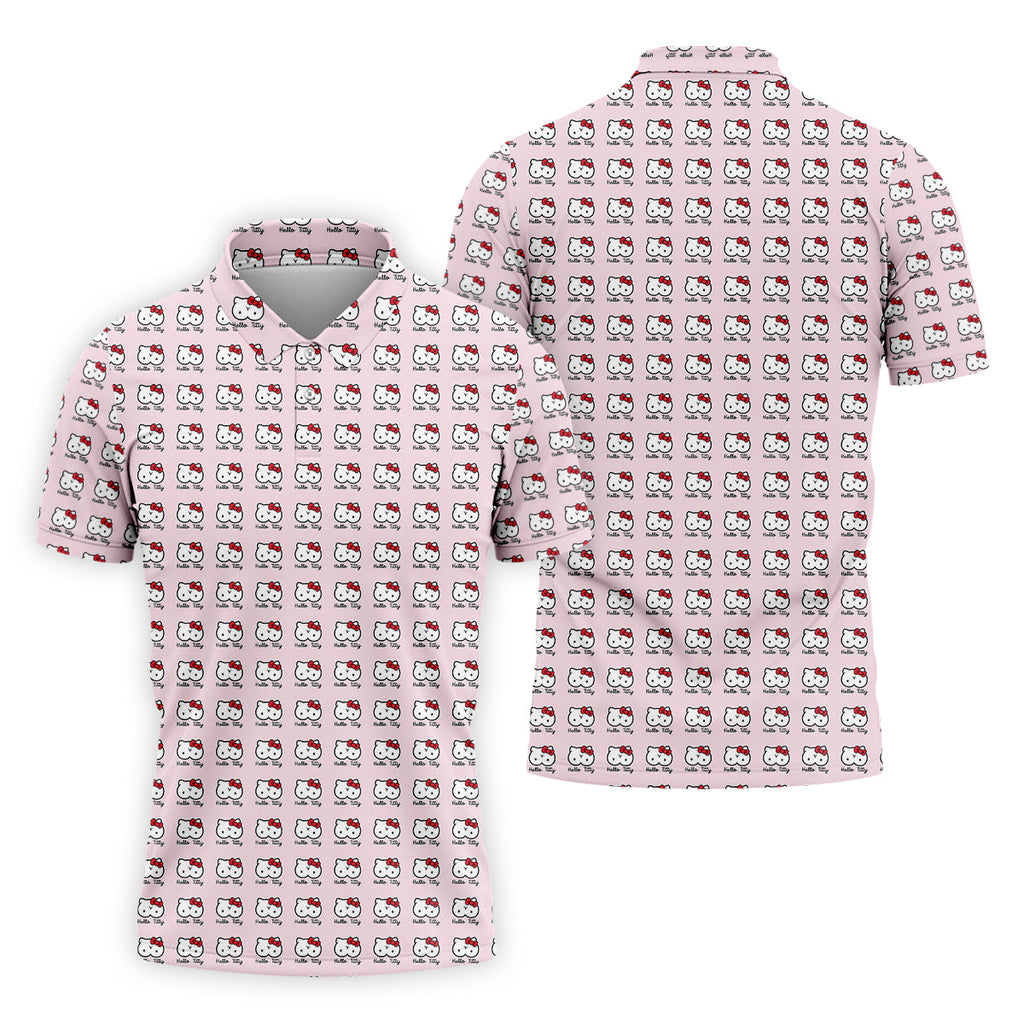 Kity Cat Funny Men's Golf Polo Shirt, Dad Golf Shirt, Christmas Golf Gift