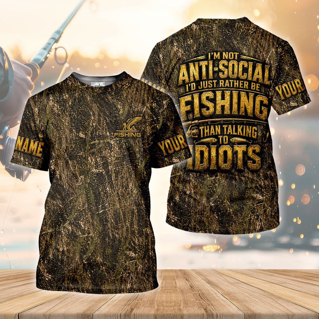 Rather Be Fishing Than Talking To Idiots UPF Shirt, Fishing Shirt For Men, Mens Fishing Shirt