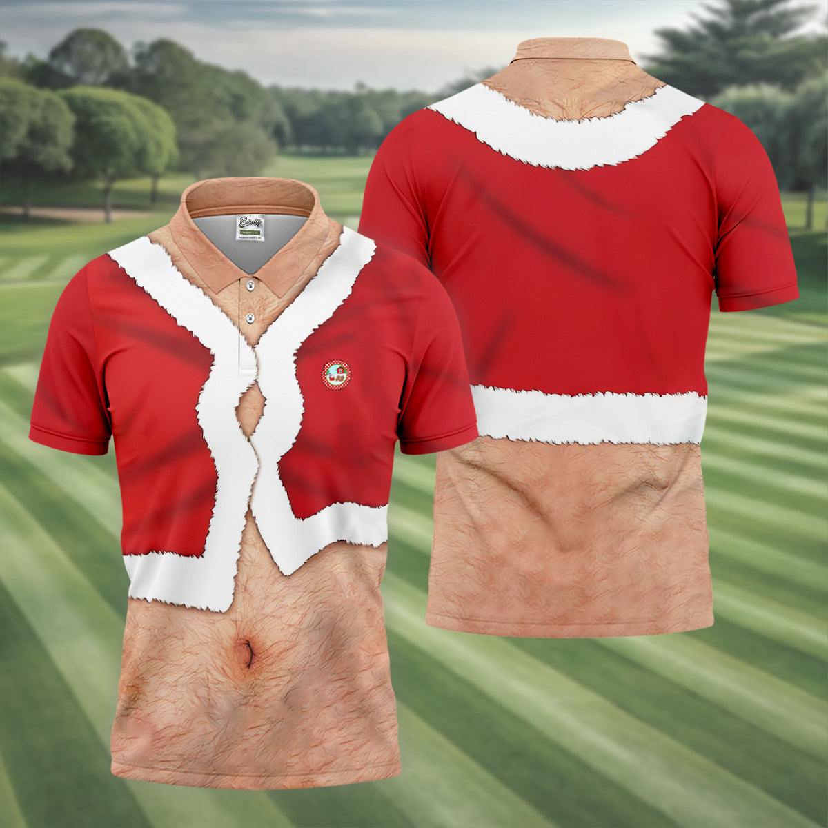 Funny Santa Costume Golf Polo Shirts, Custom Golf Shirt, Unique Gift For Golfer, Fun Golf Shirts For Men