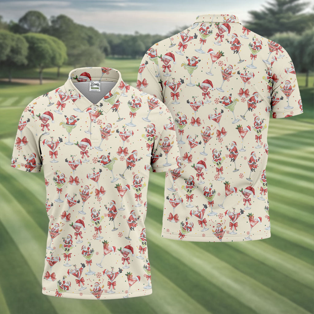 Santa Claus Margarita Christmas Shirt Golf Polo Shirt Unique Gift For Golfer, Polo ShirtFor Men
