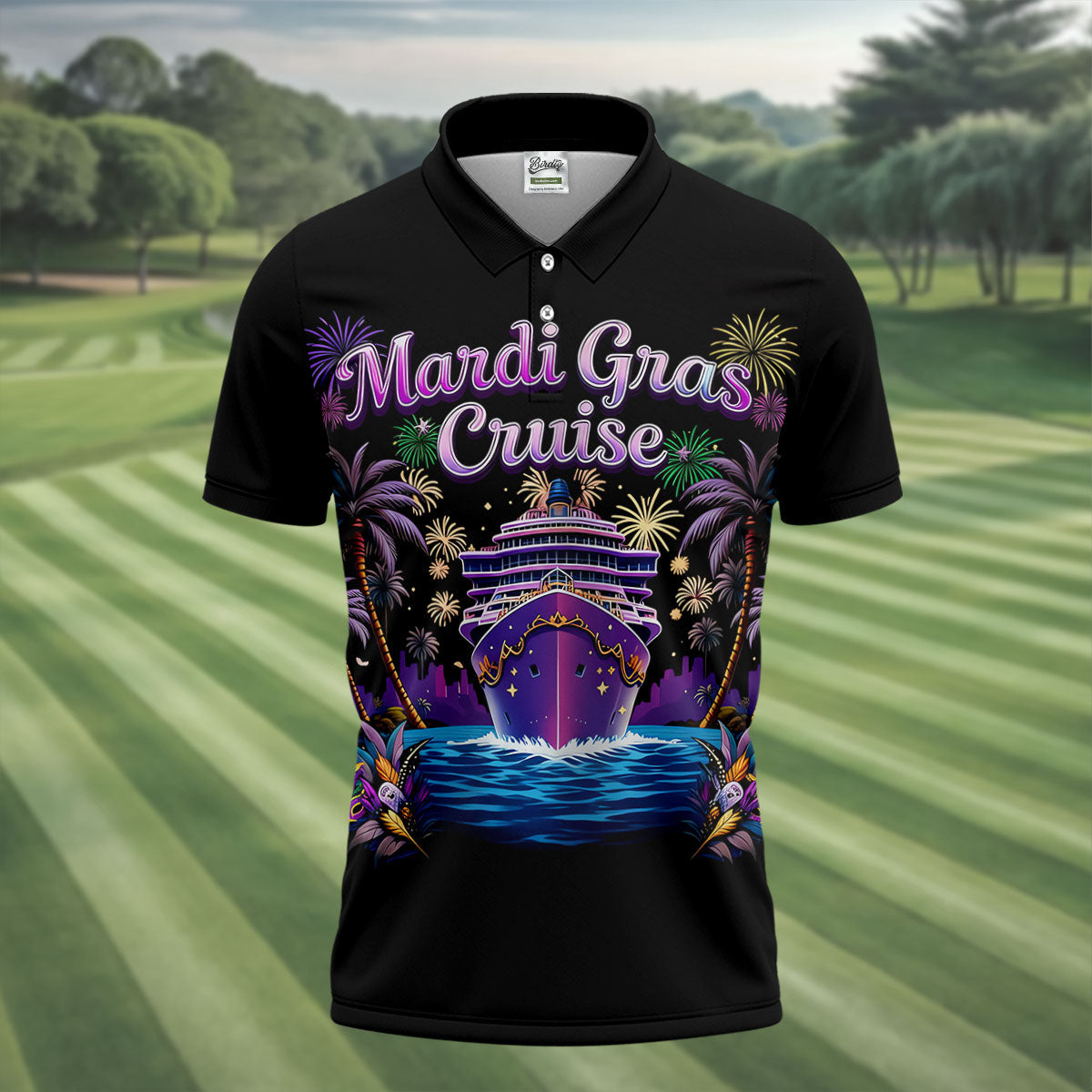 Mardi Gras Cruise Festive Theme Golf Tops For Men, Polo Shirts For Men, Golf Shirts For Men