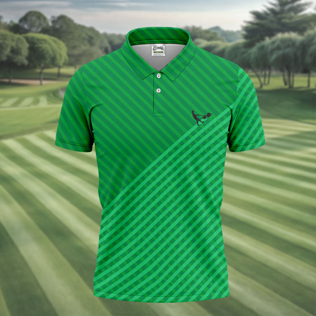 Lawn Mower Green Cross Stripe Father's Day Golf Shirt, Polo Shirts For Men, Golf Gift For Dad