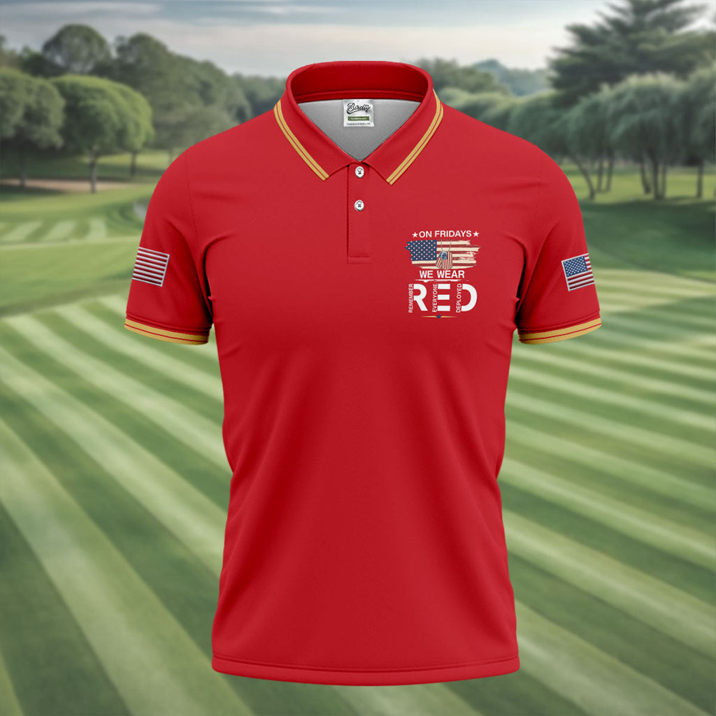 On Friday We Wear Red 250 Years Golf Tops For Men, Patriotic Father's Day Golf Shirt