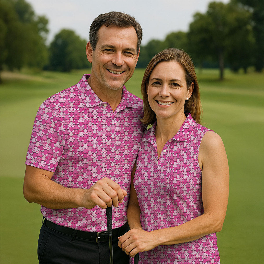 Naughty Fun XOXO Pink Golf Tops For Men, Valentines Golf Gift, Golf Gift For Men, Golf Shirts For Men