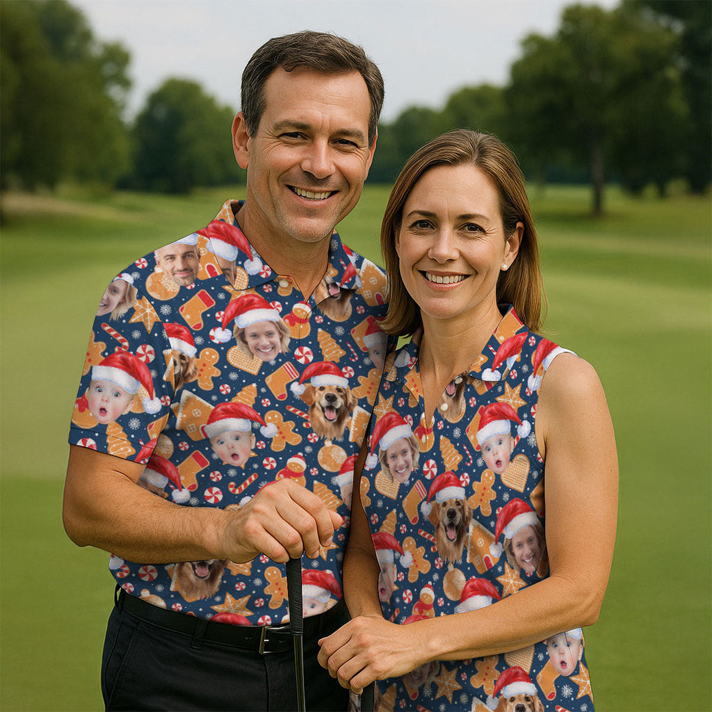 Custom Christmas Sweets Navy Golf Shirt, Christmas Golf Shirt, Polo Shirts For Men, Golf Gift For Men