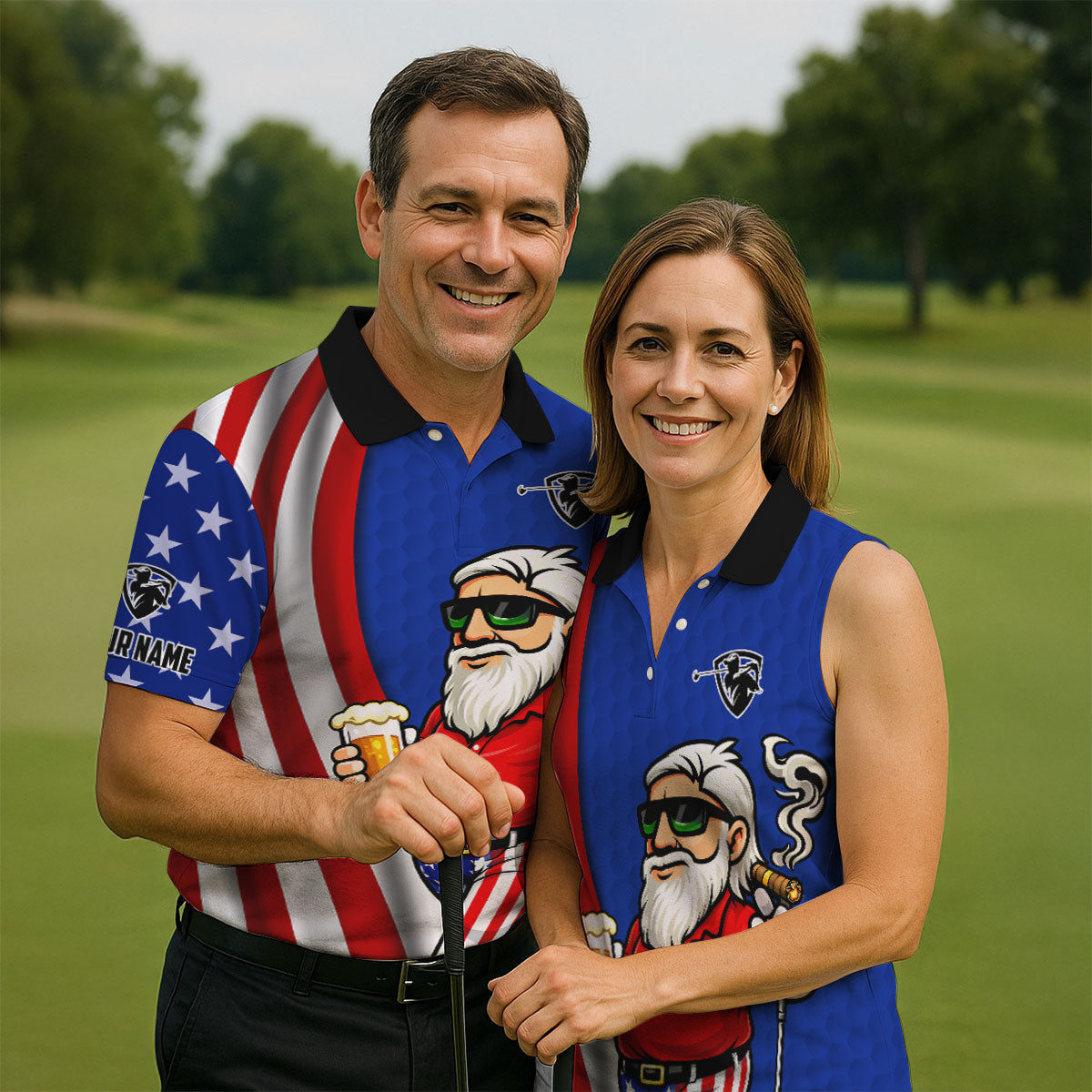 Patriotic Man Golf And Beer Funny 4th Of July Navy Golf Shirt, 250 Years Of America Golf Shirts For Men