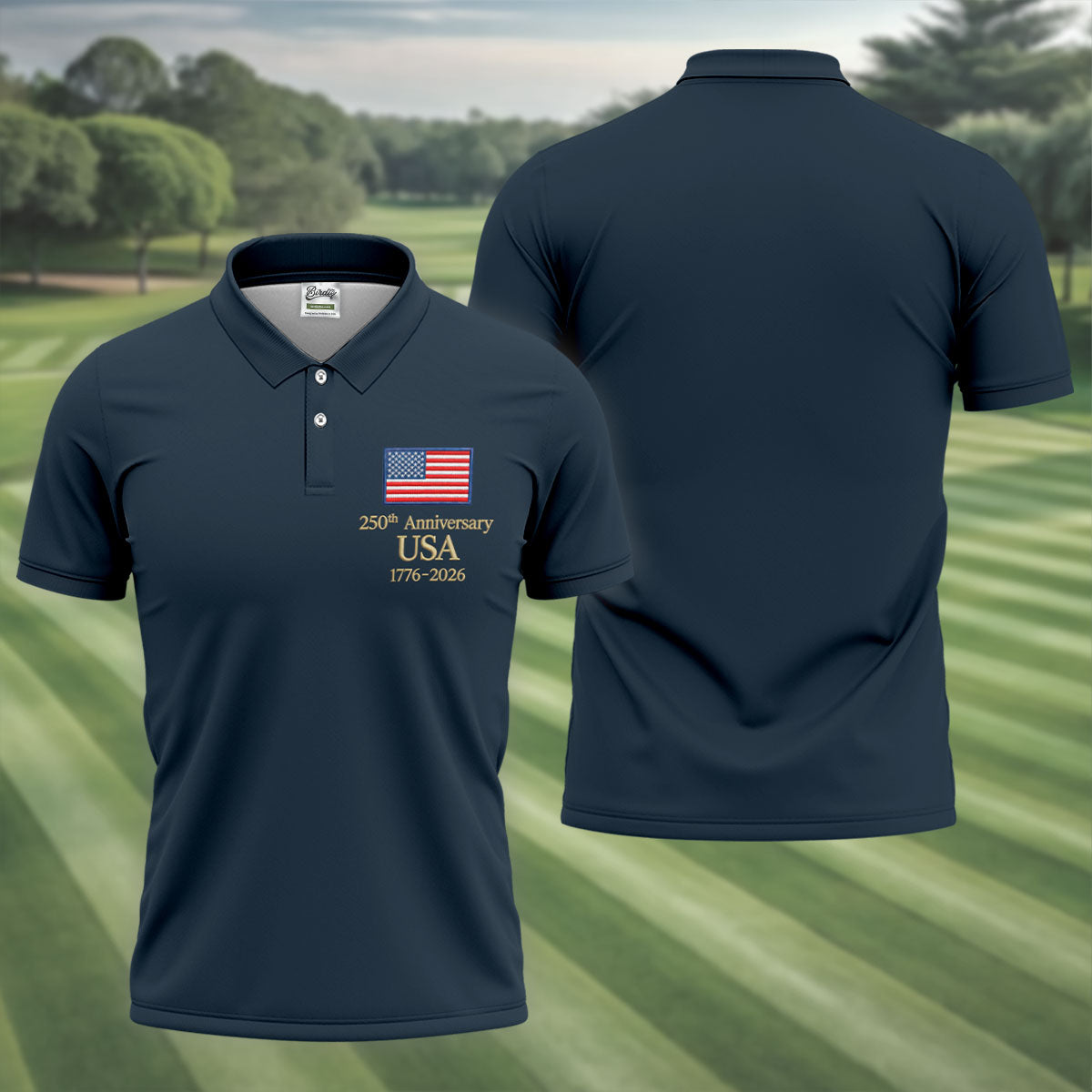 250th Anniversary USA Flag Logo 4th Of July Golf Shirt, Vintage Patriot Golf Shirts For Men