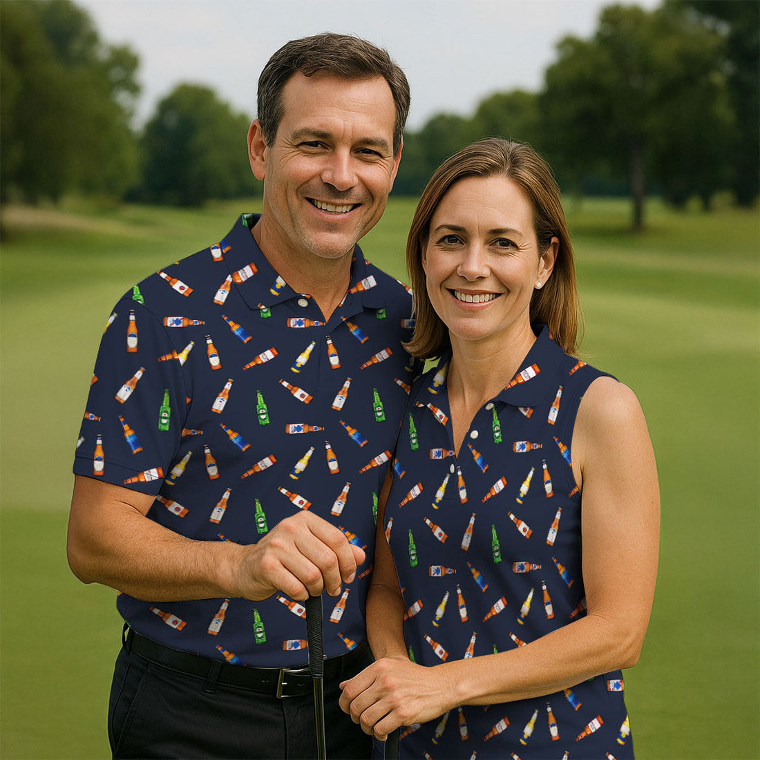 Funny Beer Bottle 19th Hole Men's Funny Golf Shirts, Golf Tops For Men, Golf Shirts For Men, Golfing Apparel