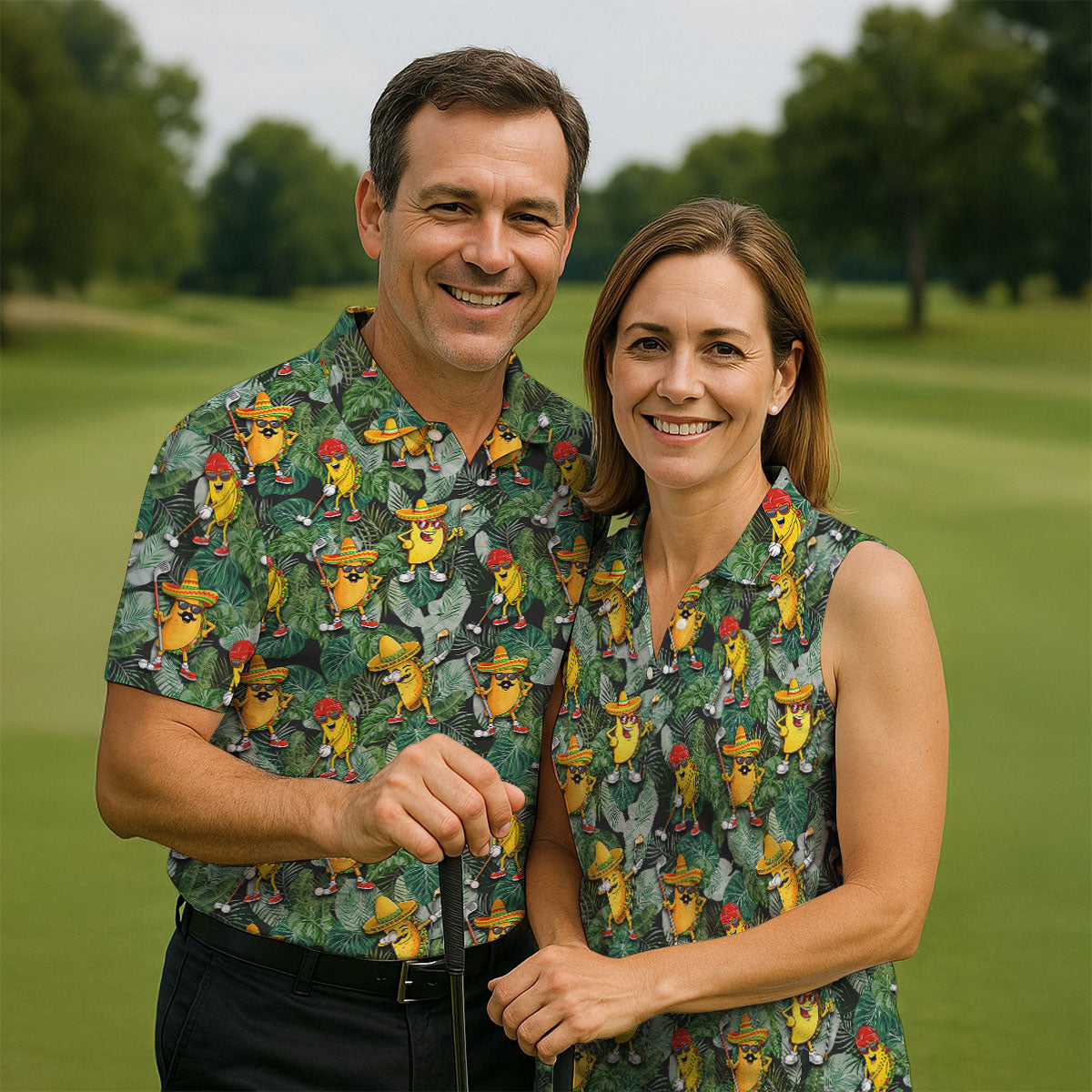 Funny Taco Golf Pose Tropical Men's Polo ShirtCinco De Mayo Fiesta Golf Shirt, Golf Shirts For Men