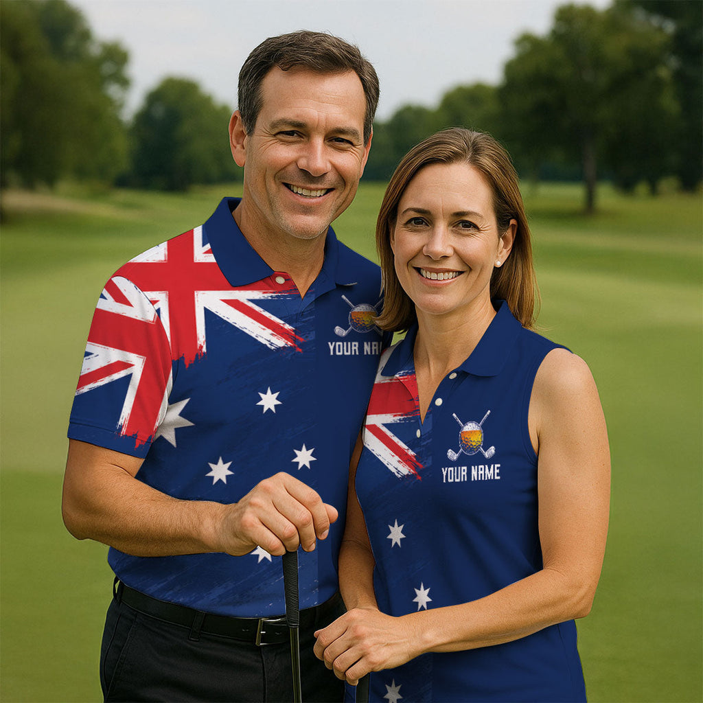 My Drinking Team Has A Golfing Problem Australia Flag Print Men's Golf Top, Golf Shirts For Men