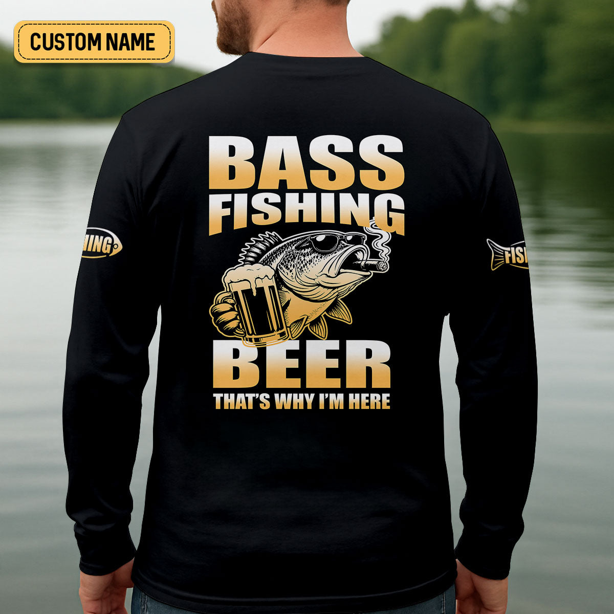 Bass Fishing Beer That's Why I'm Here Funny UPF Shirt, Mens Fishing Shirt, Fishing Shirt