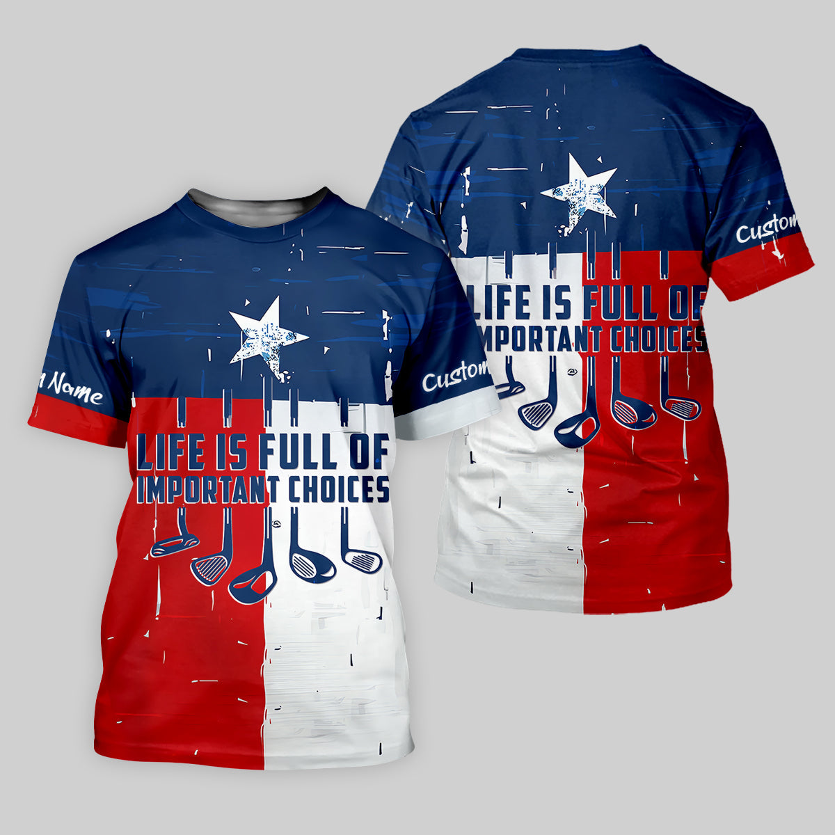 Life Is Full Of Important Choices Texas Custom Men's Golf Polo ShirtFunny Golf Shirt, Dad Golf Gift