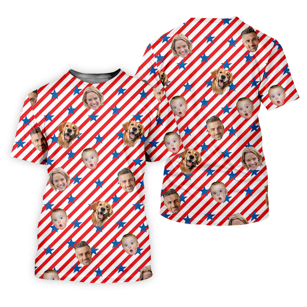 4th Of July Golf Polo, Custom Independence Days Shirts With Faces, Men's Golf Polo Shirt