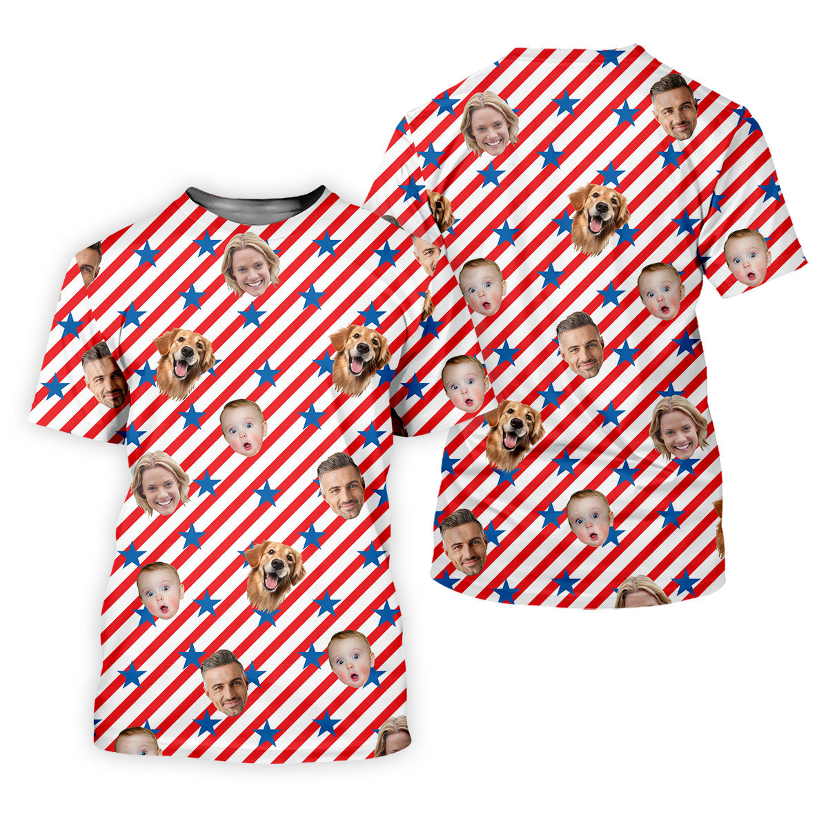 4th Of July Golf Polo, Custom Independence Days Shirts With Faces, Men's Golf Polo Shirt