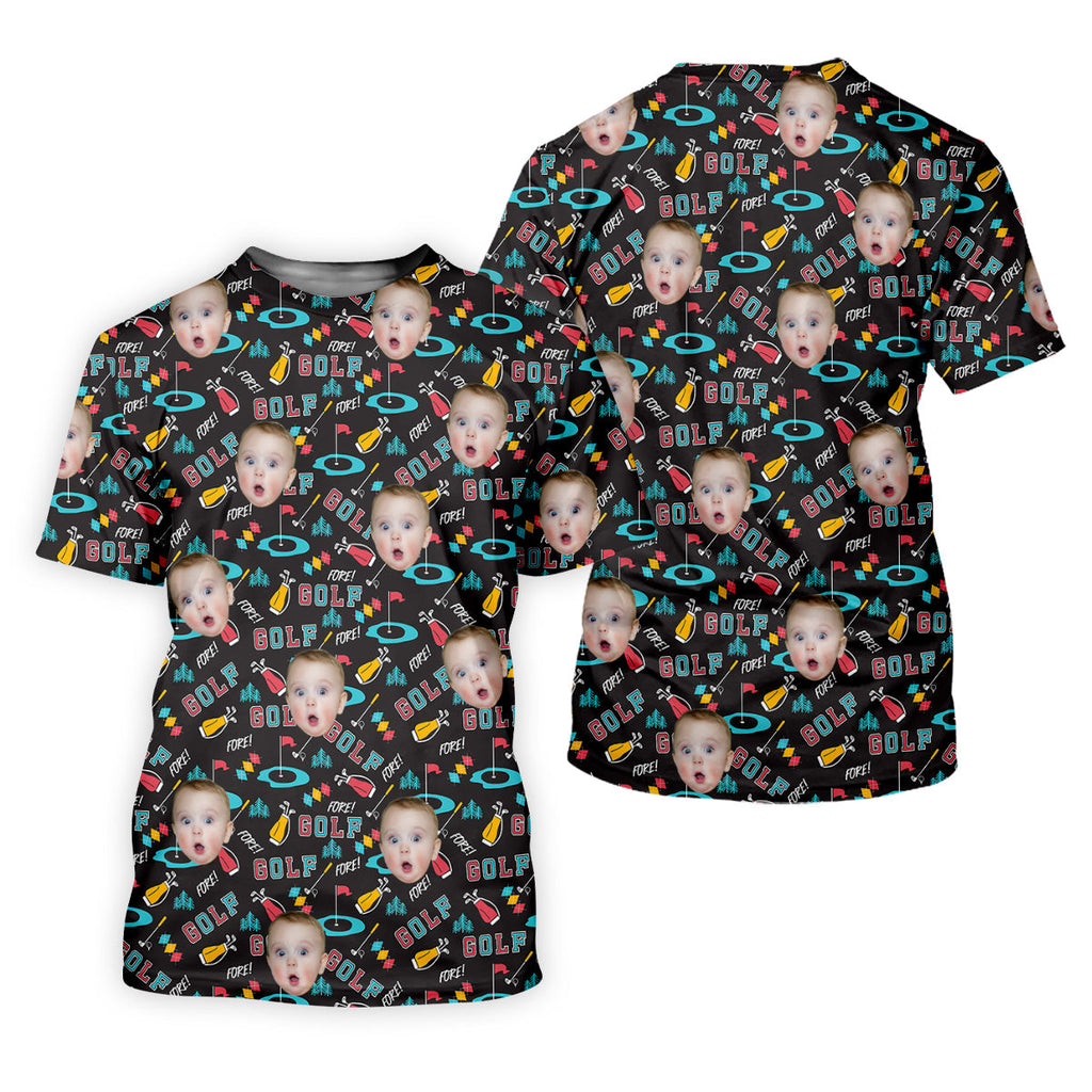 Custom Shirts With Faces, Funny Golf Polo ShirtGifts For The Golfing Dad, Golf Gift For Dad